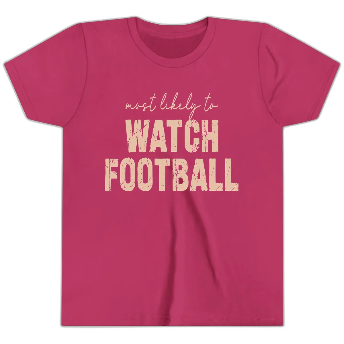 Most Likely To Watch Football Youth T-Shirt in Berry