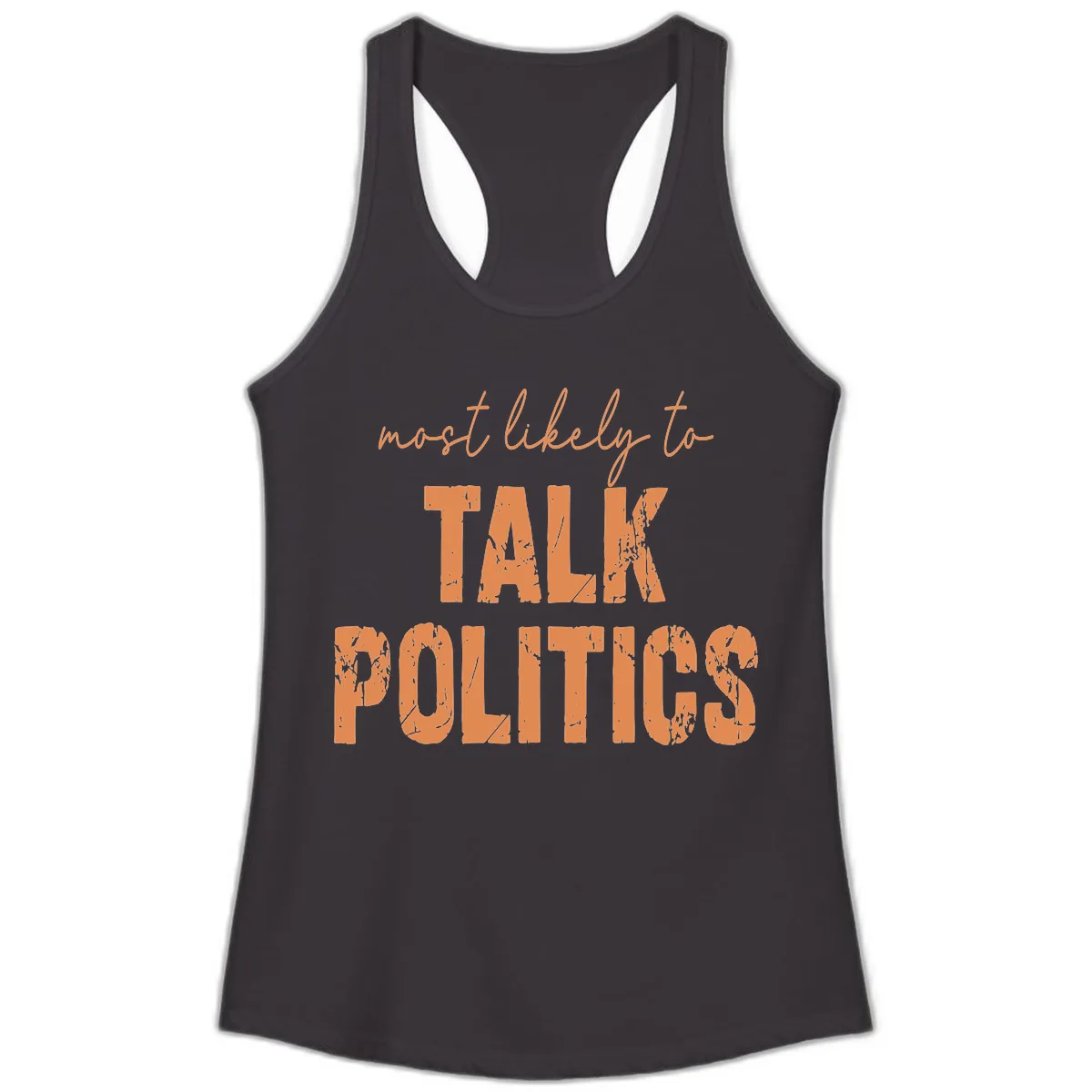 Most Likely To Talk Politics Ladies Tank in Black