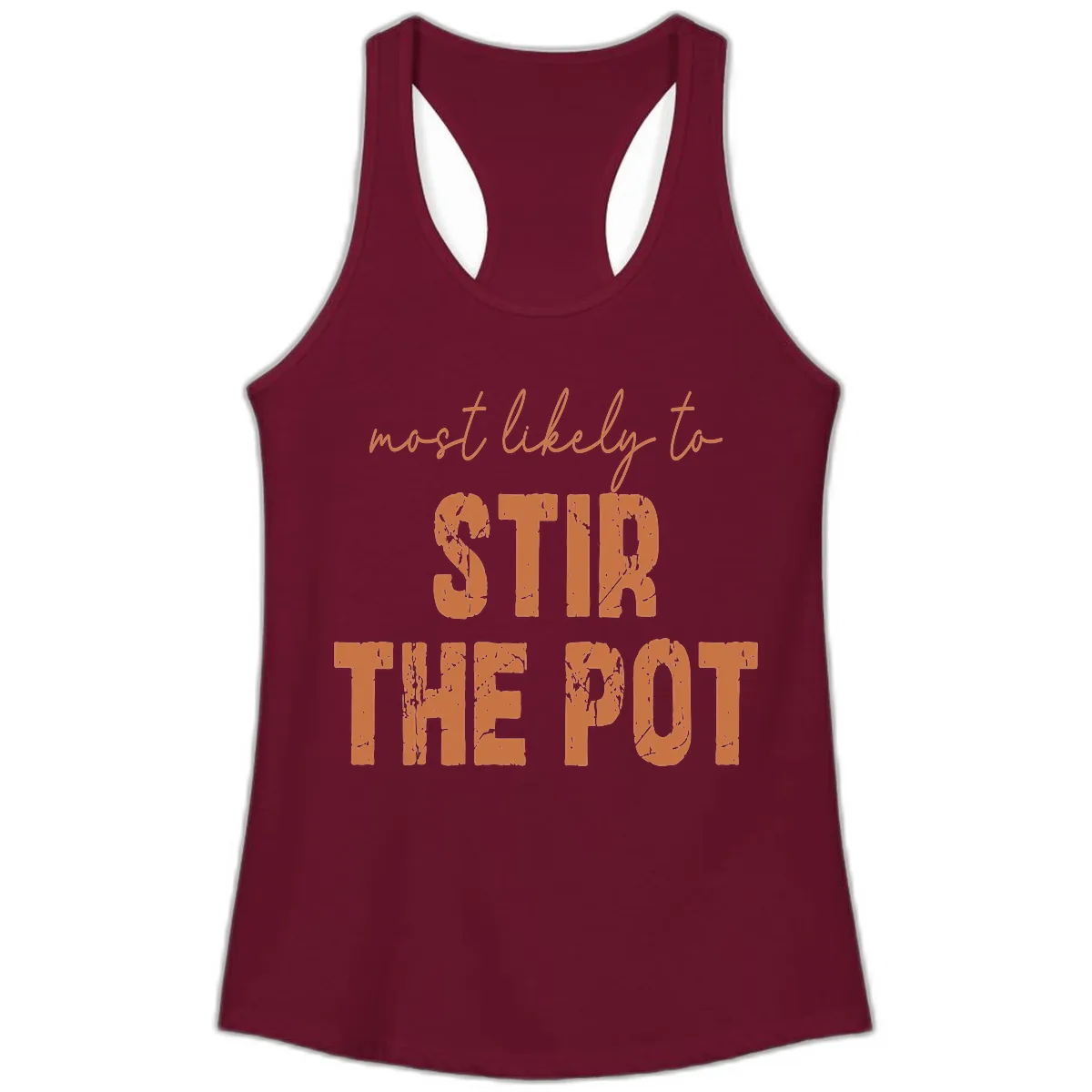 Most Likely To Stir The Pot Ladies Tank in Solid Cardinal Red