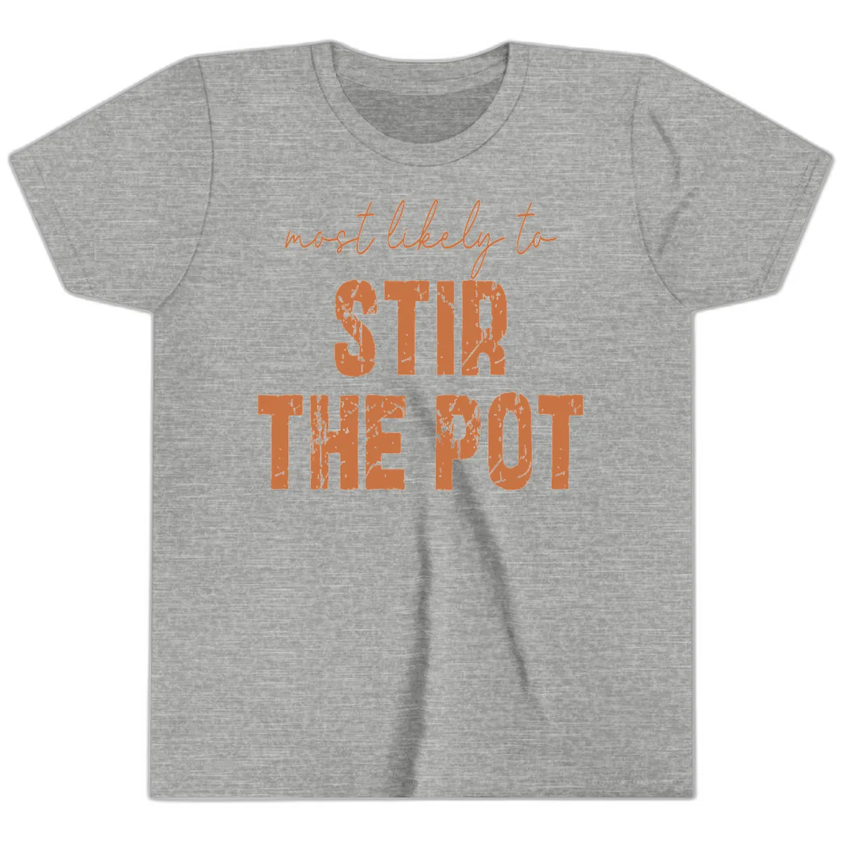 Most Likely To Stir The Pot Youth T-Shirt in Athletic Heather