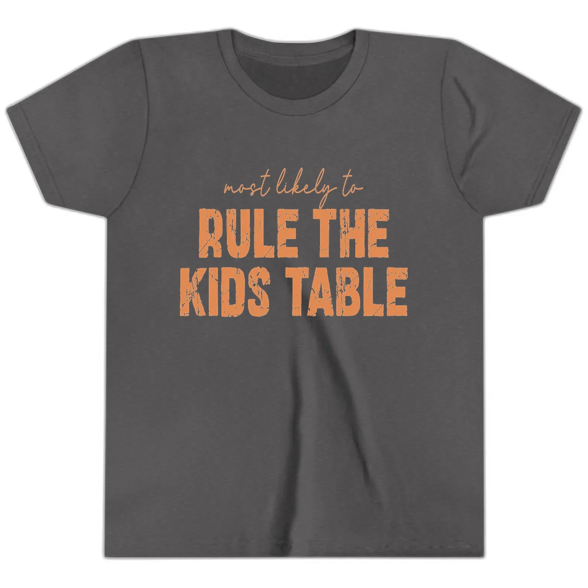 Most Likely to Rule the Kids Table Youth T-Shirt in Dark Heather Grey