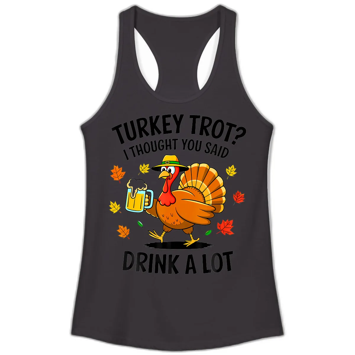 Turkey Trot Drink A Lot Ladies Tank in Black