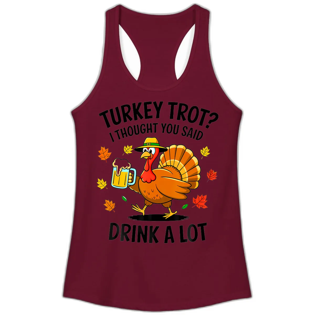 Turkey Trot Drink A Lot Ladies Tank in Solid Cardinal Red