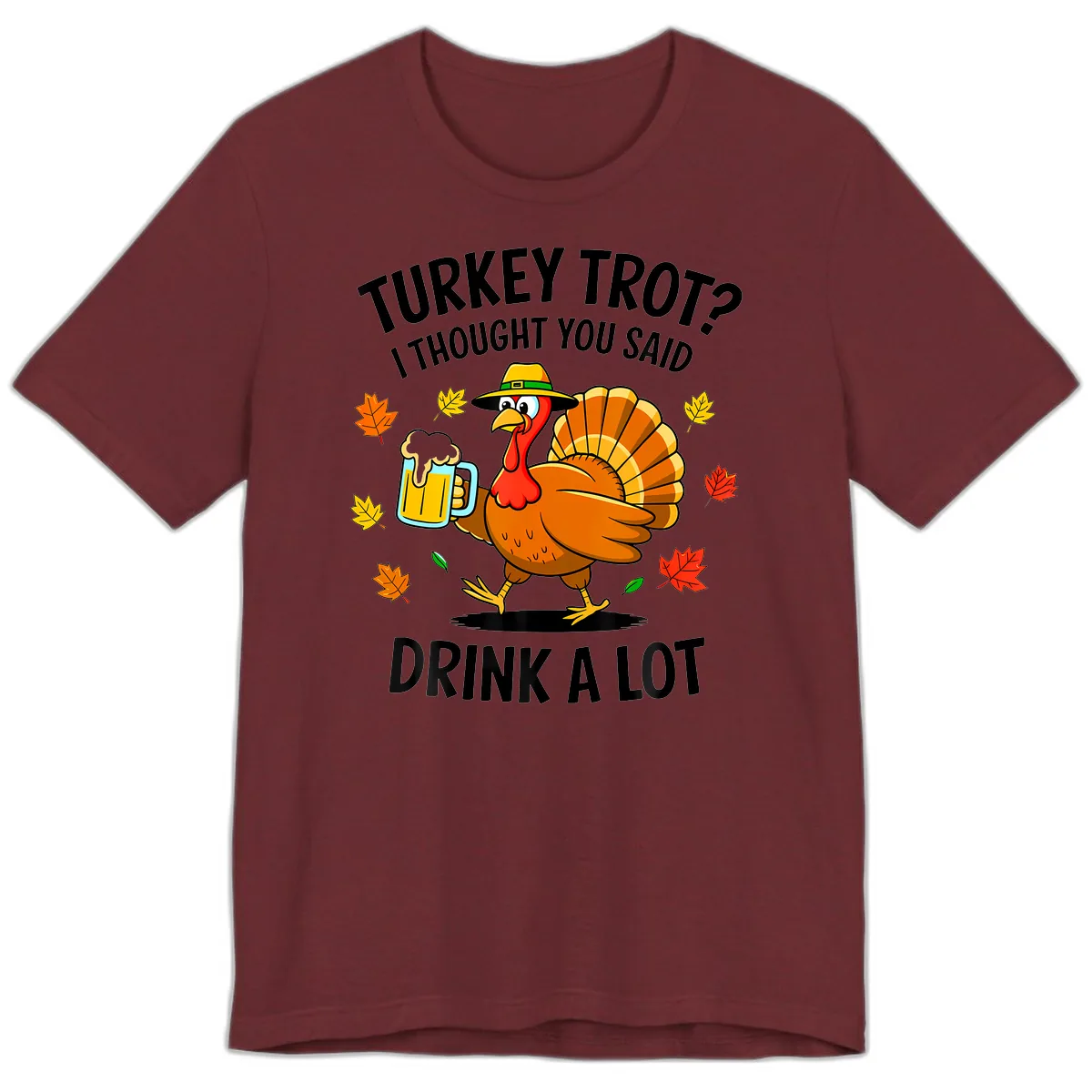 Turkey Trot Drink A Lot Premium T-Shirt in Heather Cardinal