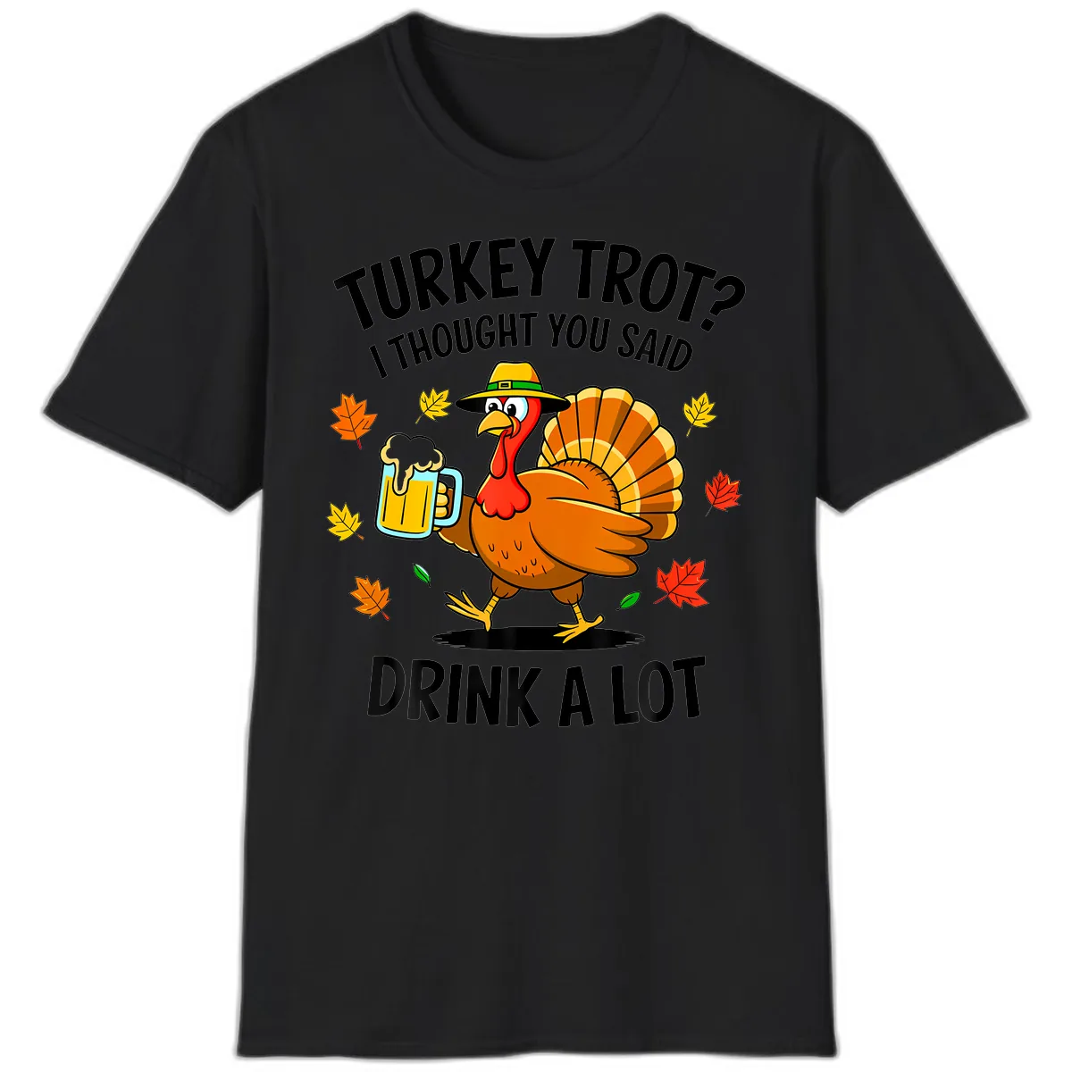 Turkey Trot Drink A Lot T-Shirt in Black