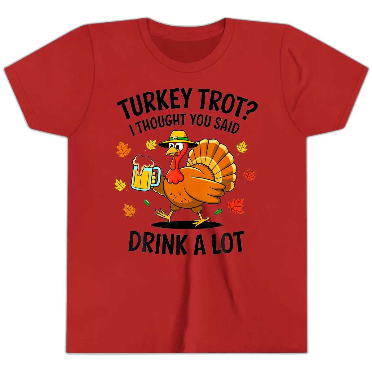 Turkey Trot Drink A Lot Youth T-Shirt in Red