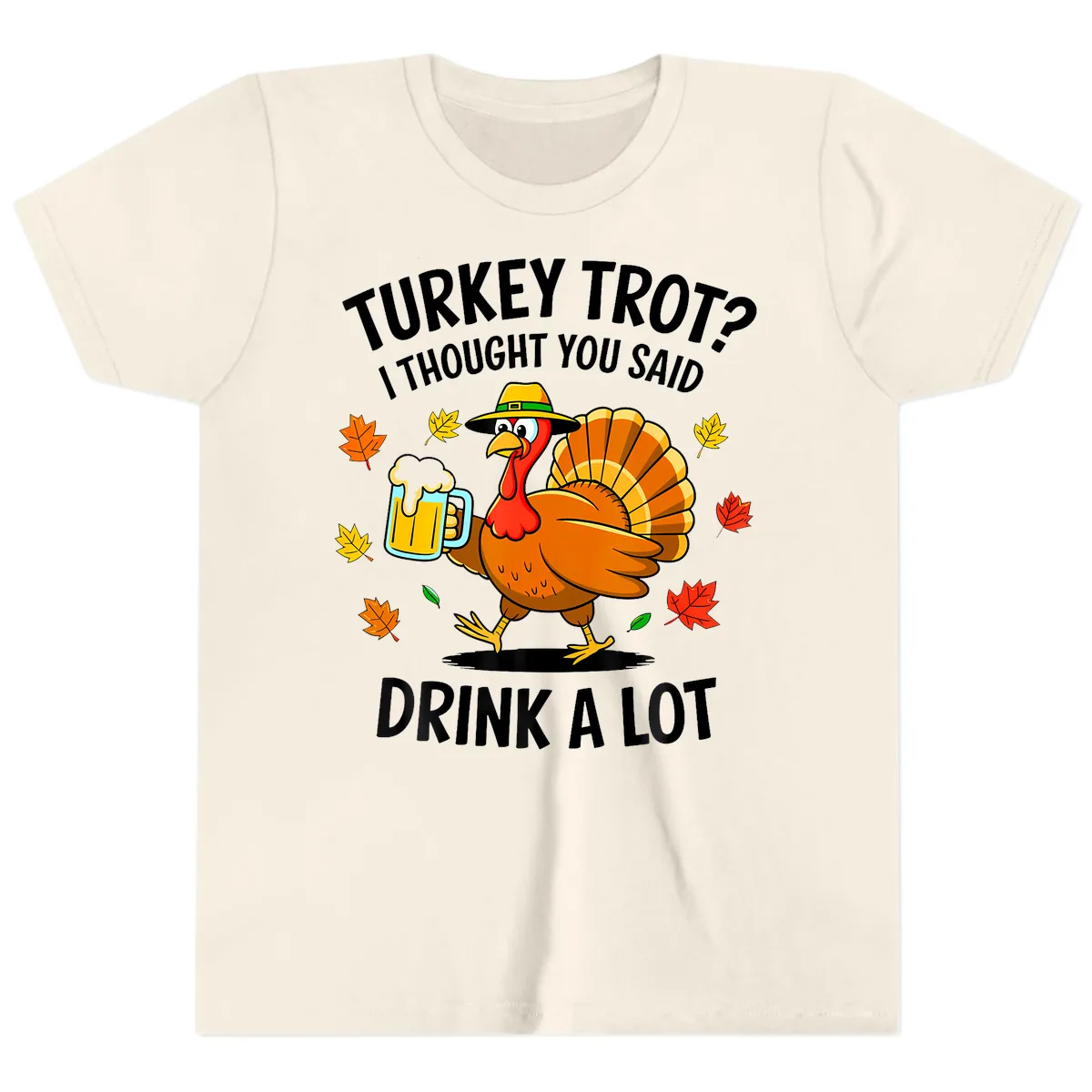 Turkey Trot Drink A Lot Youth T-Shirt in Natural