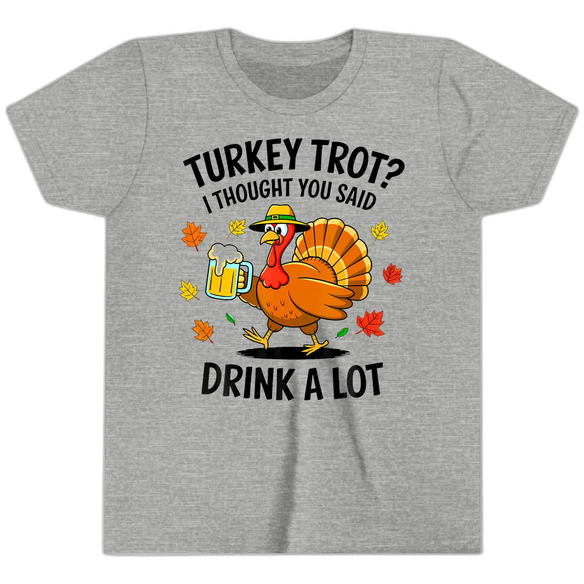 Turkey Trot Drink A Lot Youth T-Shirt in Athletic Heather