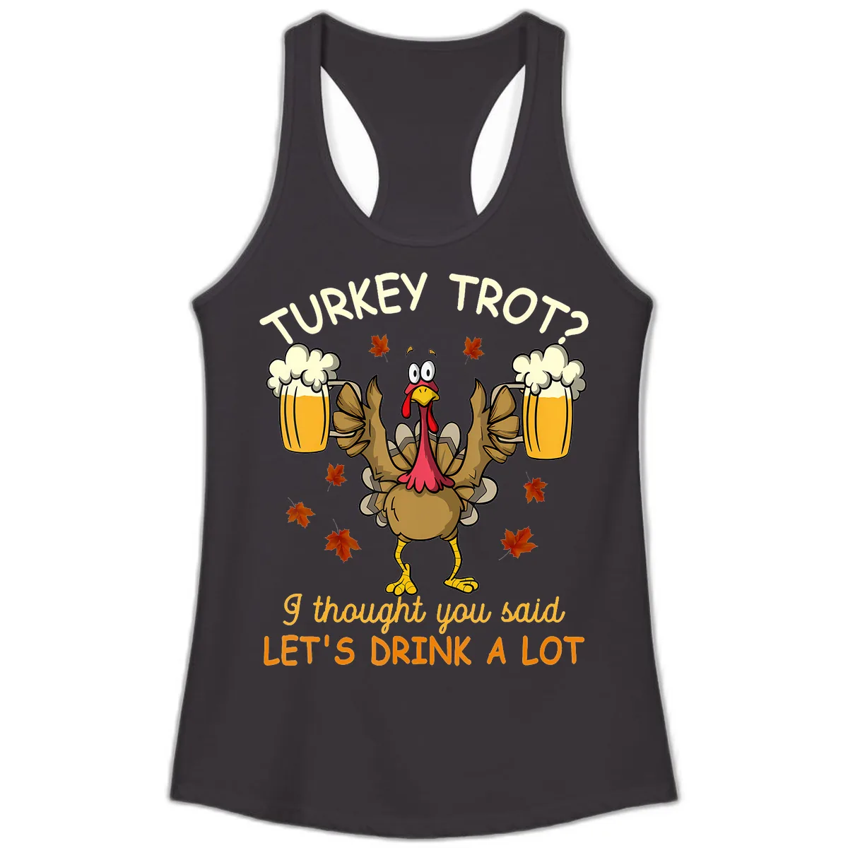 Turkey Trot Drink A Lot Ladies Tank in Black