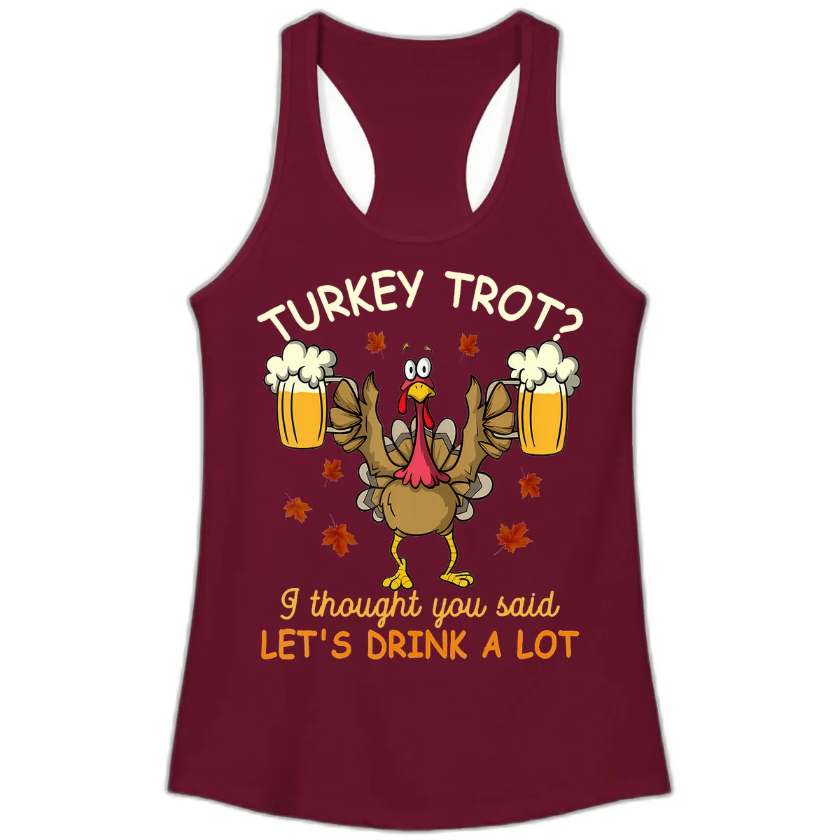 Turkey Trot Drink A Lot Ladies Tank in Solid Cardinal Red