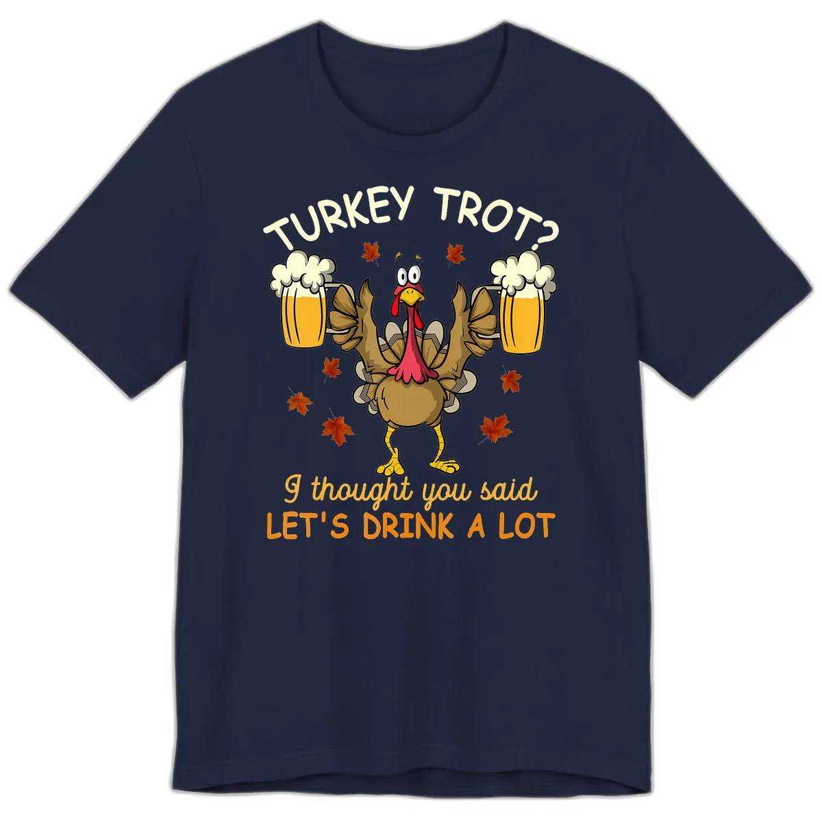 Turkey Trot Drink A Lot Premium T-Shirt in Navy