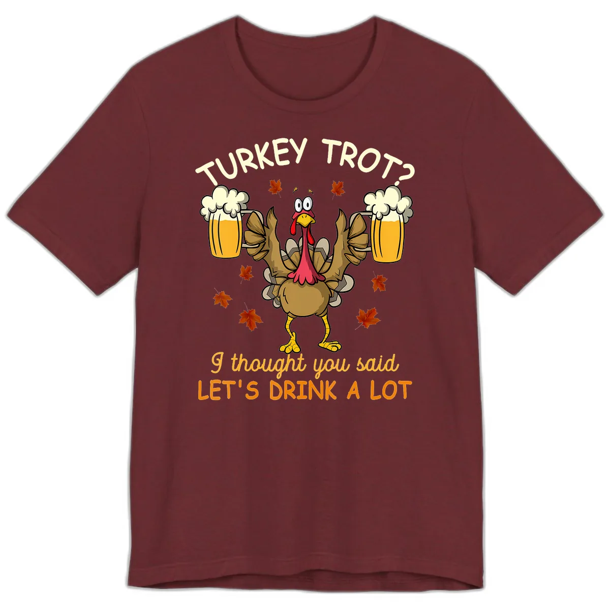 Turkey Trot Drink A Lot Premium T-Shirt in Heather Cardinal