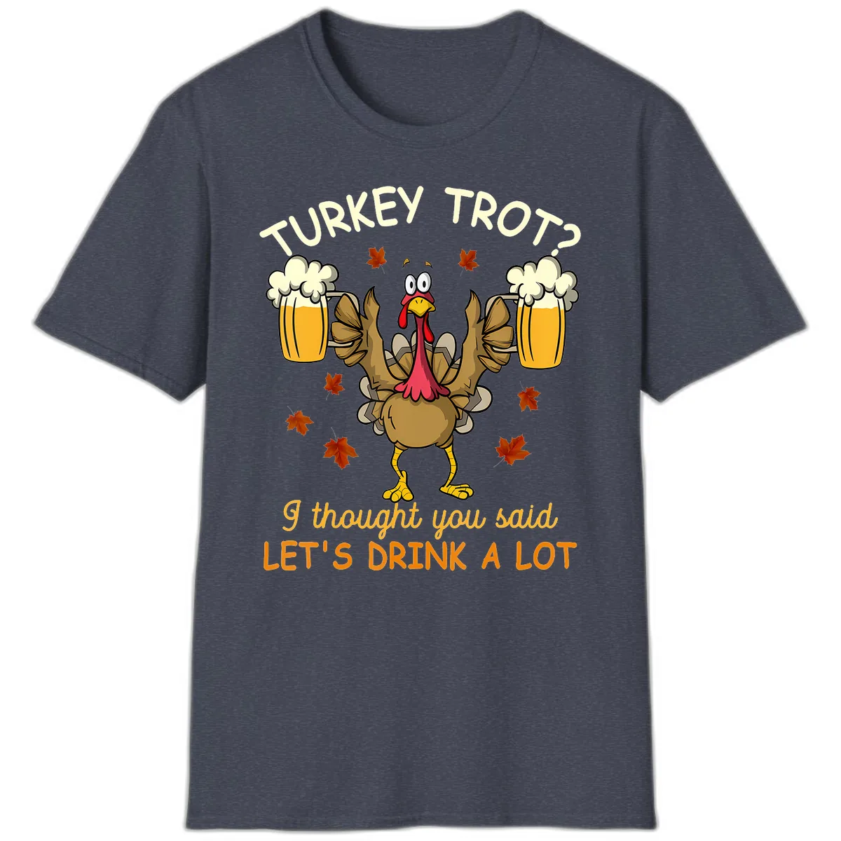 Turkey Trot Drink A Lot T-Shirt in Heather Navy