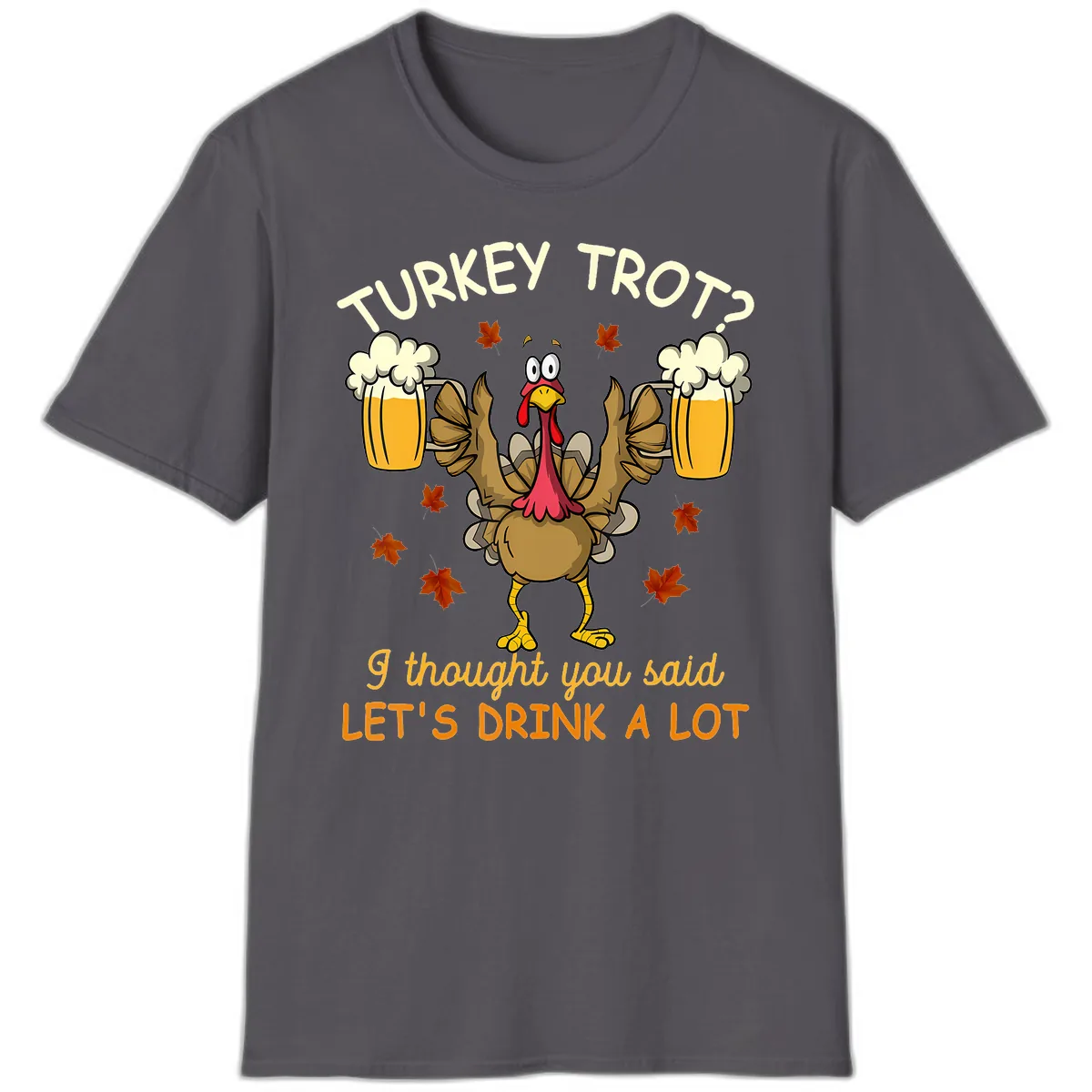 Turkey Trot Drink A Lot T-Shirt in Charcoal