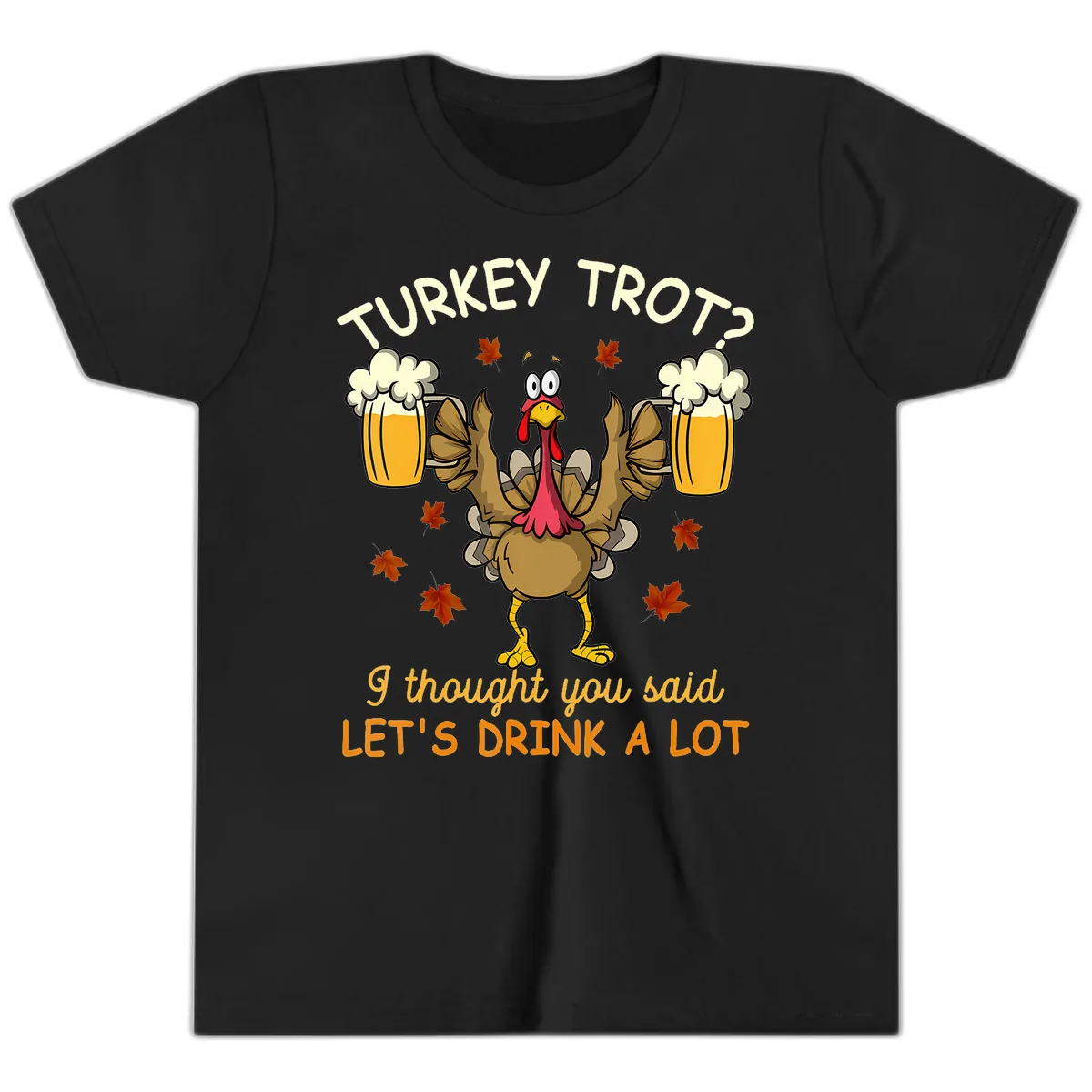 Turkey Trot Drink A Lot Youth T-Shirt in Black