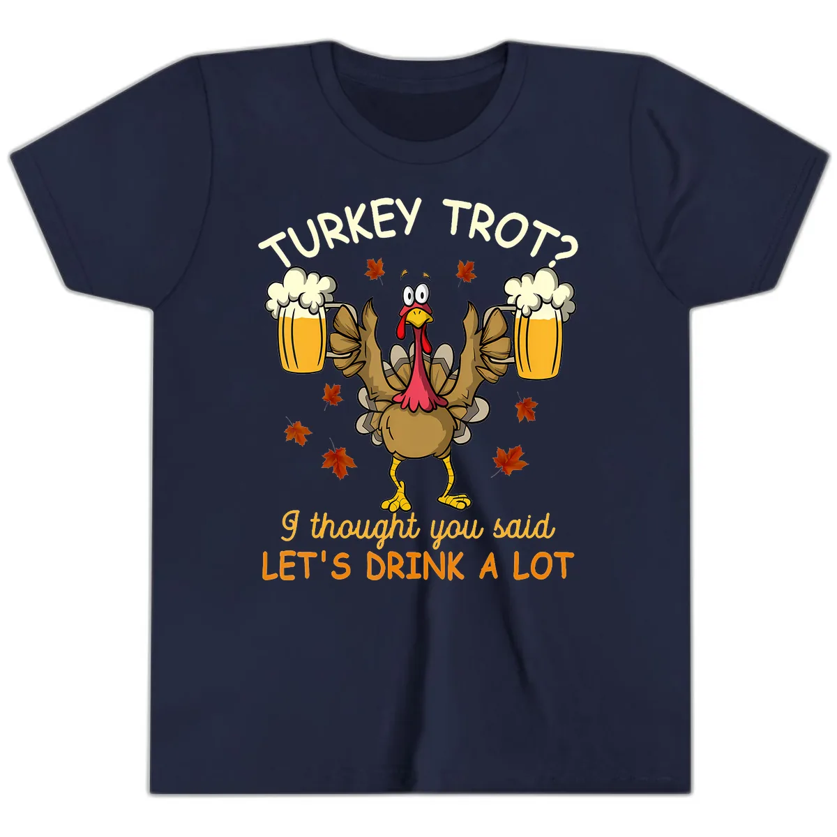 Turkey Trot Drink A Lot Youth T-Shirt in Navy