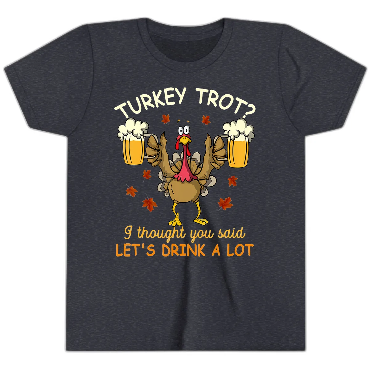 Turkey Trot Drink A Lot Youth T-Shirt in Heather Navy