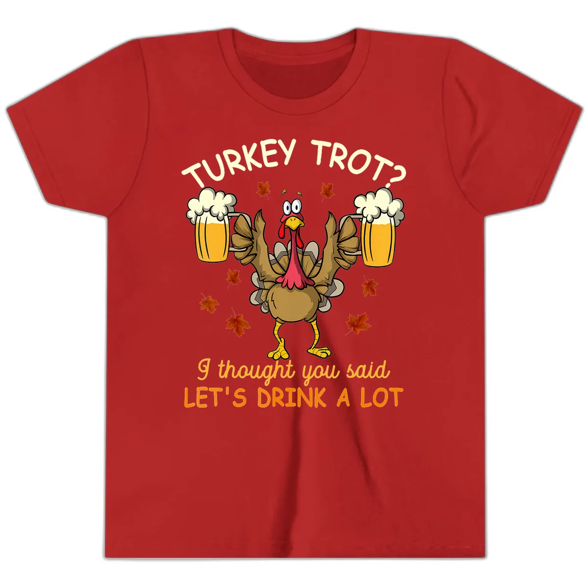 Turkey Trot Drink A Lot Youth T-Shirt in Red