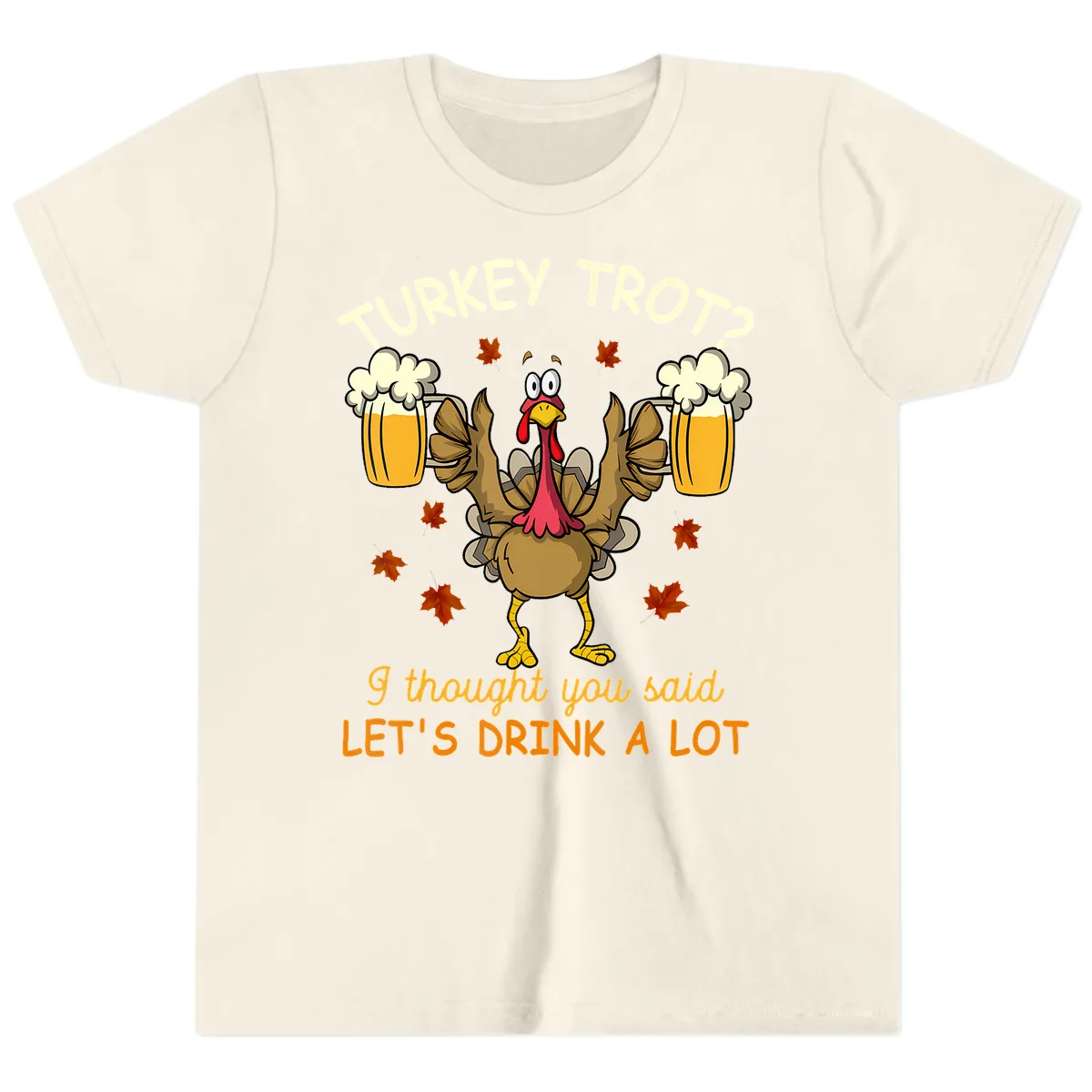 Turkey Trot Drink A Lot Youth T-Shirt in Natural