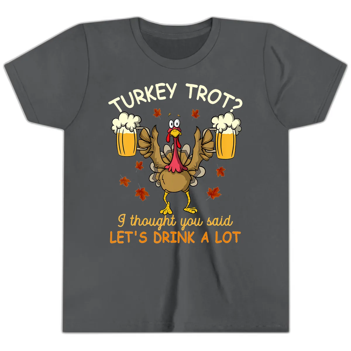 Turkey Trot Drink A Lot Youth T-Shirt in Asphalt