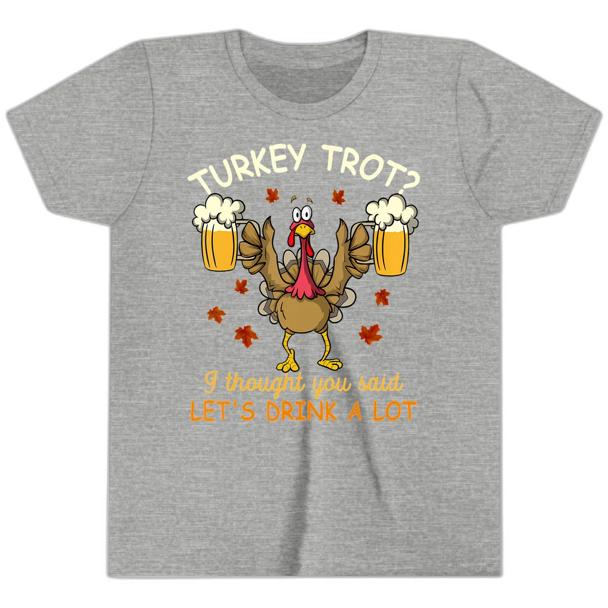 Turkey Trot Drink A Lot Youth T-Shirt in Athletic Heather