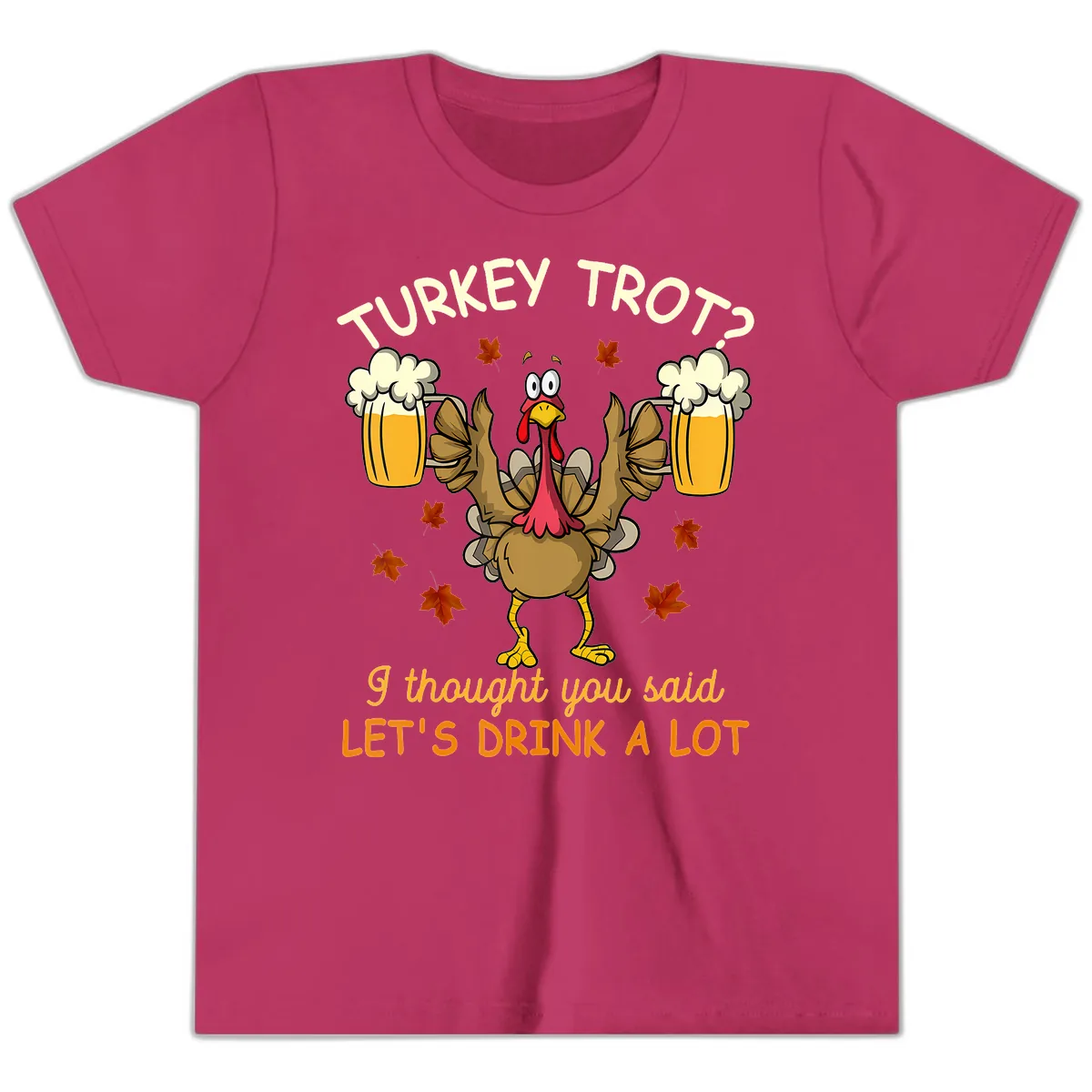 Turkey Trot Drink A Lot Youth T-Shirt in Berry