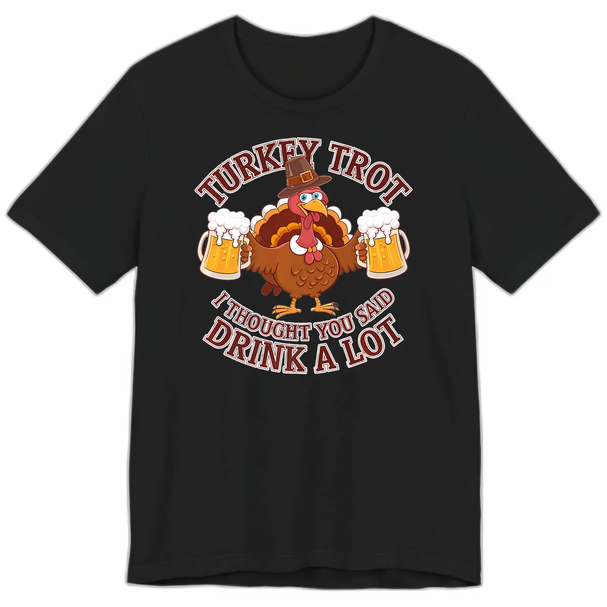 Turkey Trot Drink A Lot Design Premium T-Shirt in Black