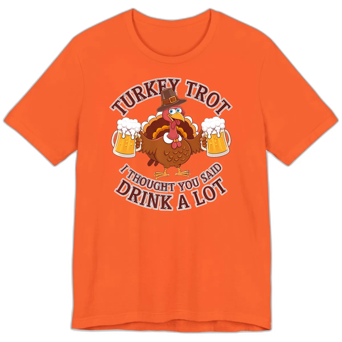 Turkey Trot Drink A Lot Design Premium T-Shirt in Orange