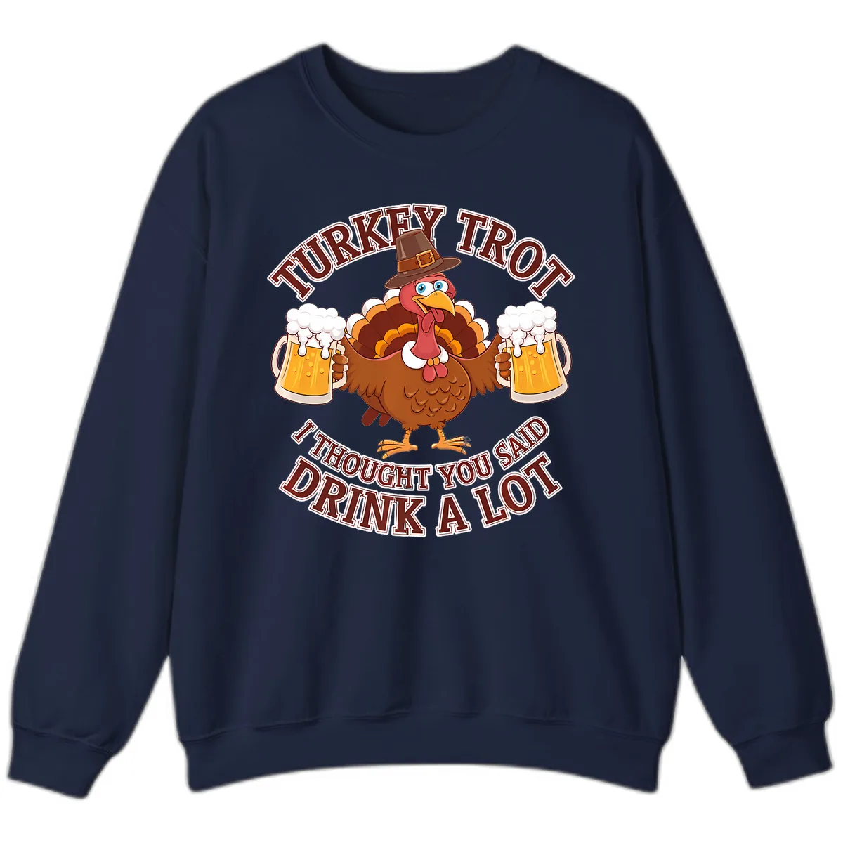 Turkey Trot Drink A Lot Design Sweatshirt in Navy