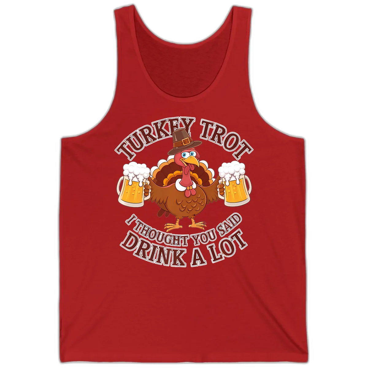 Turkey Trot Drink A Lot Design Tank in Red