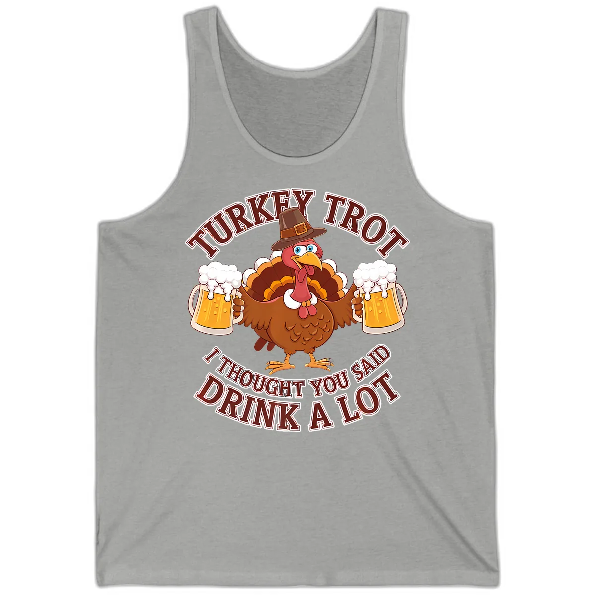 Turkey Trot Drink A Lot Design Tank in Athletic Heather