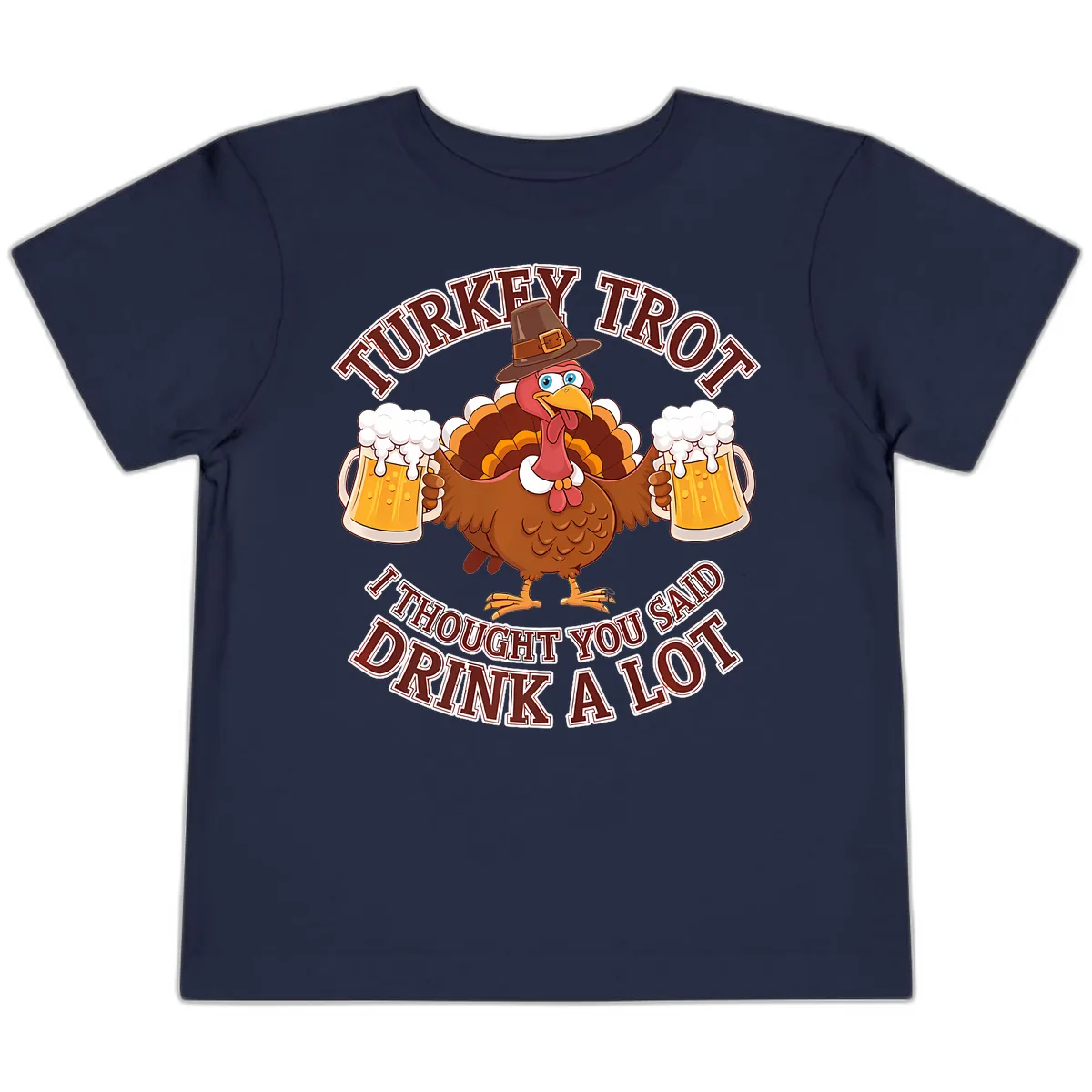 Turkey Trot Drink A Lot Design Toddler T-Shirt in Navy