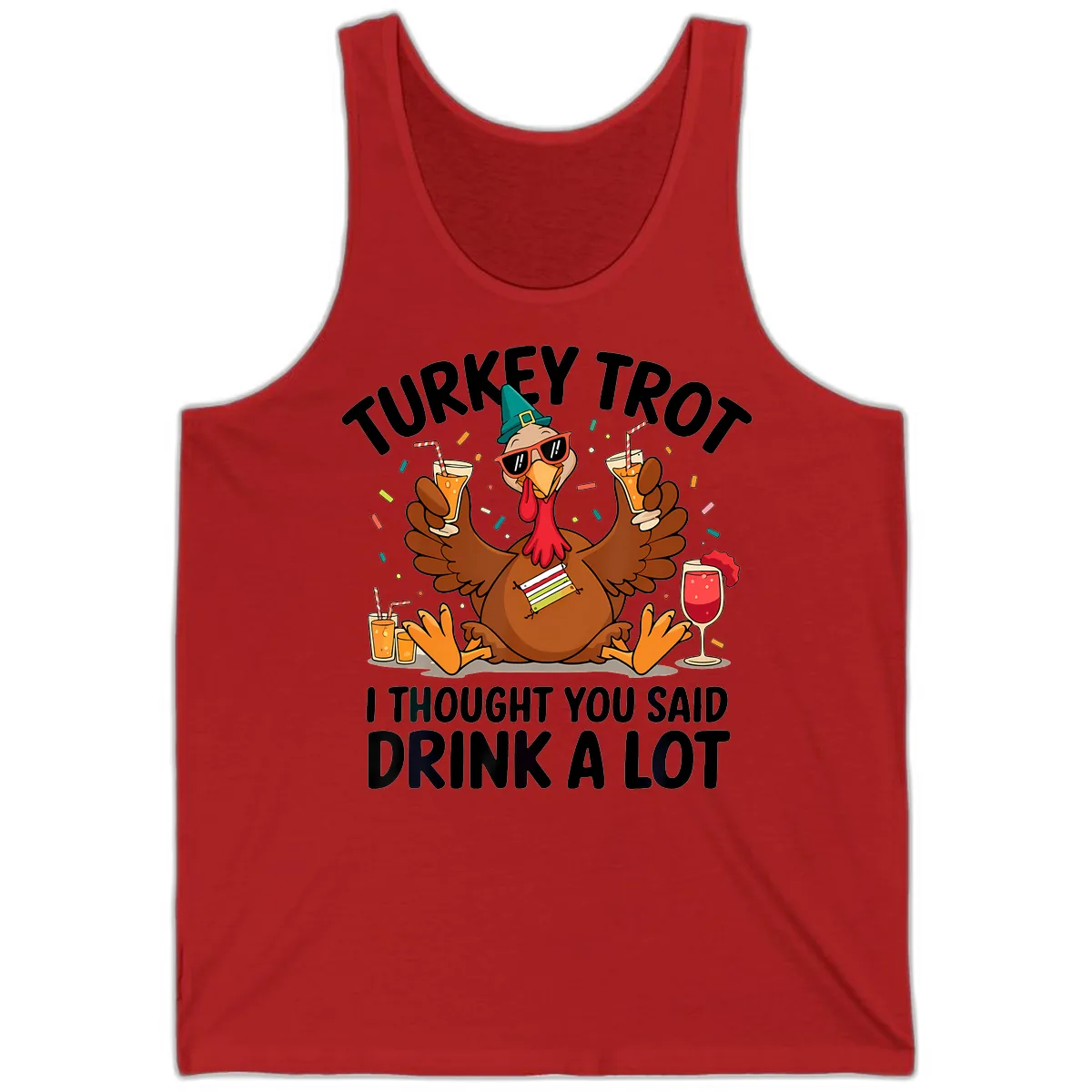 Turkey Trot Drink A Lot Thanksgiving Tank in Red