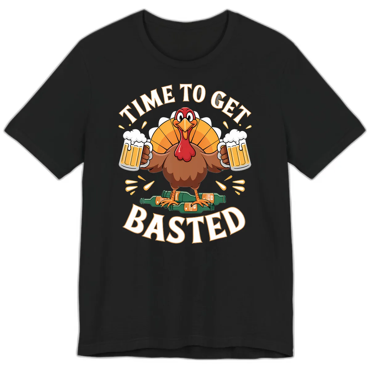 Time to Get Basted Turkey Design Premium T-Shirt in Black