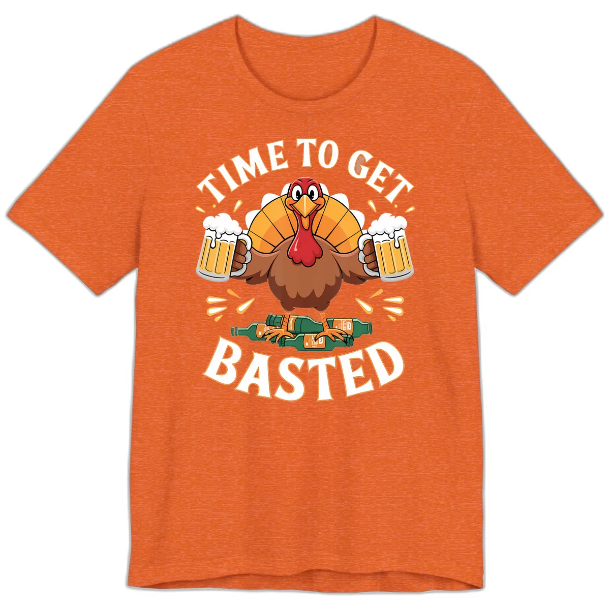 Time to Get Basted Turkey Design Premium T-Shirt in Heather Orange