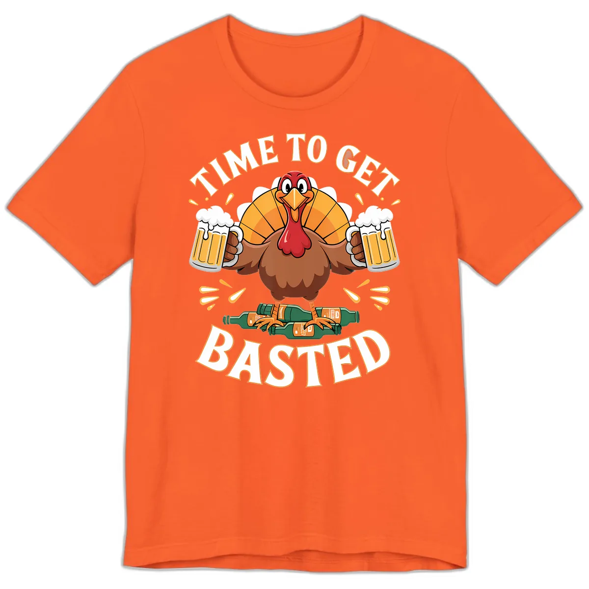 Time to Get Basted Turkey Design Premium T-Shirt in Orange