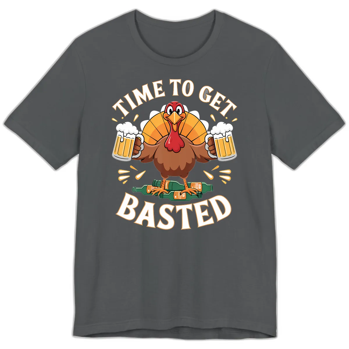 Time to Get Basted Turkey Design Premium T-Shirt in Asphalt