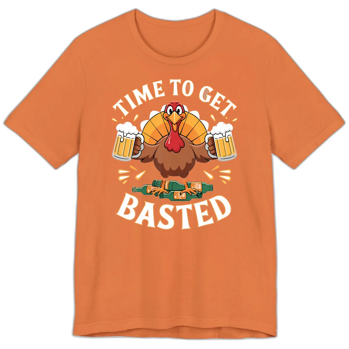 Time to Get Basted Turkey Design Premium T-Shirt in Burnt Orange