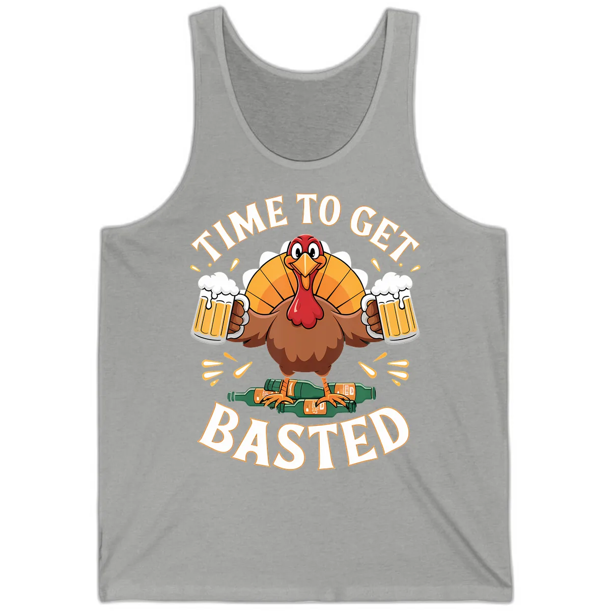 Time to Get Basted Turkey Design Tank in Athletic Heather