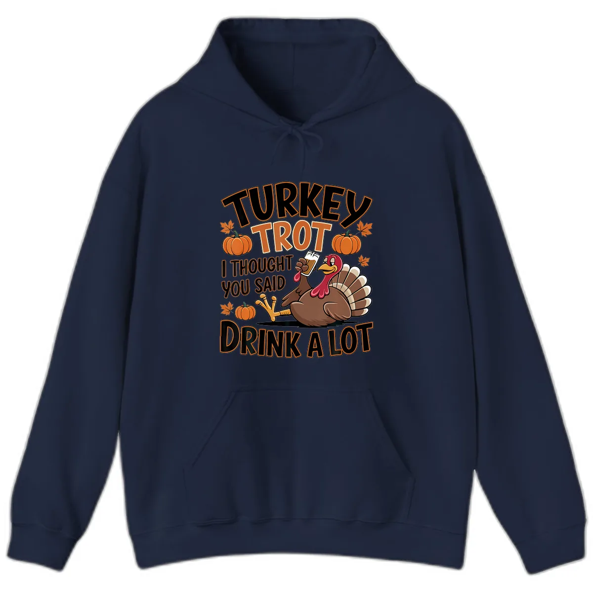 Turkey Trot Drink A Lot Hoodie in Navy