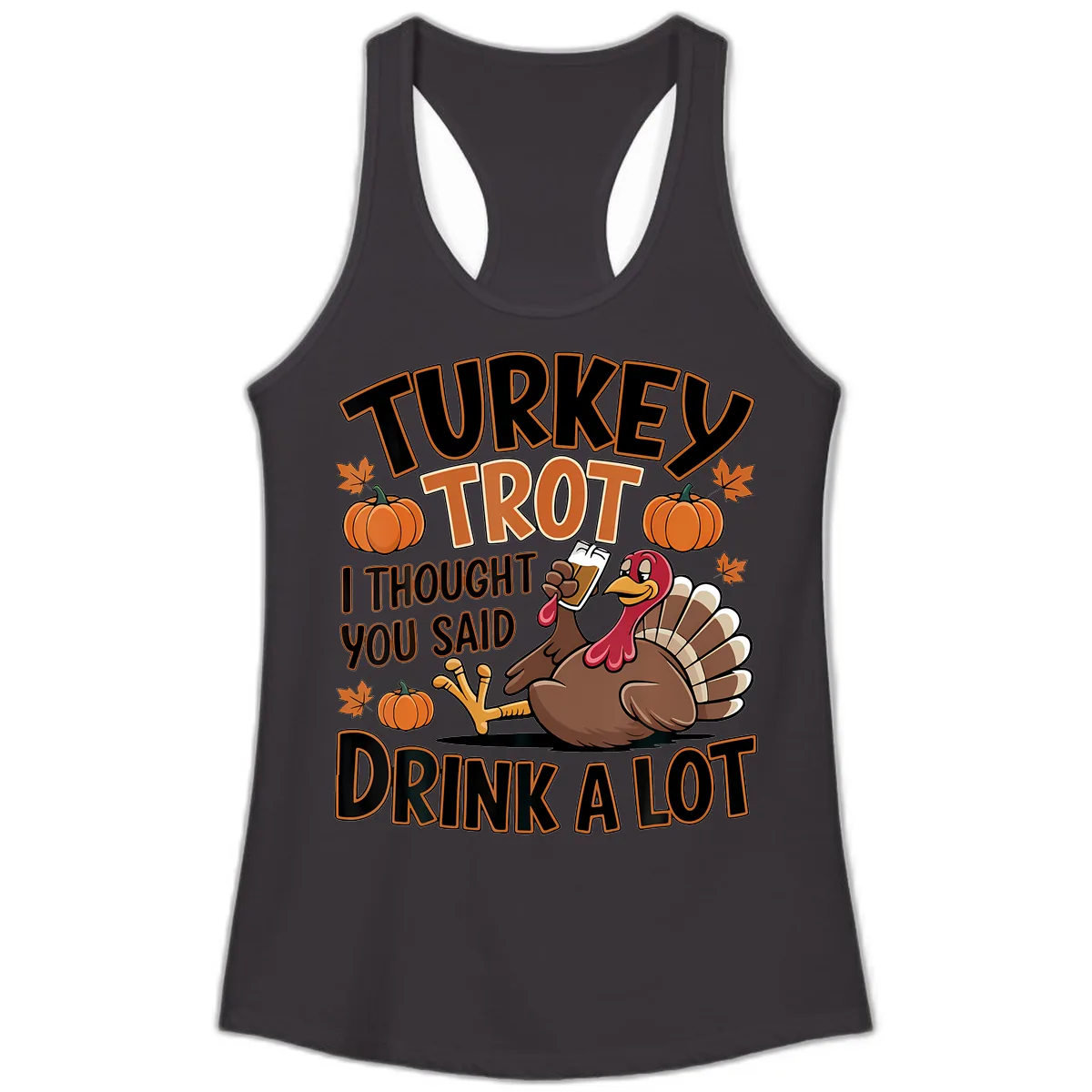 Turkey Trot Drink A Lot Ladies Tank in Black