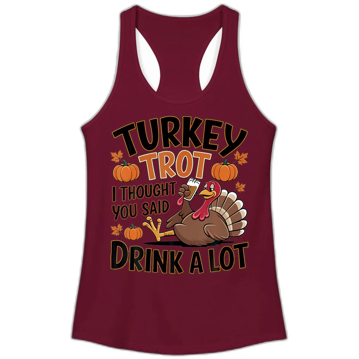 Turkey Trot Drink A Lot Ladies Tank in Solid Cardinal Red