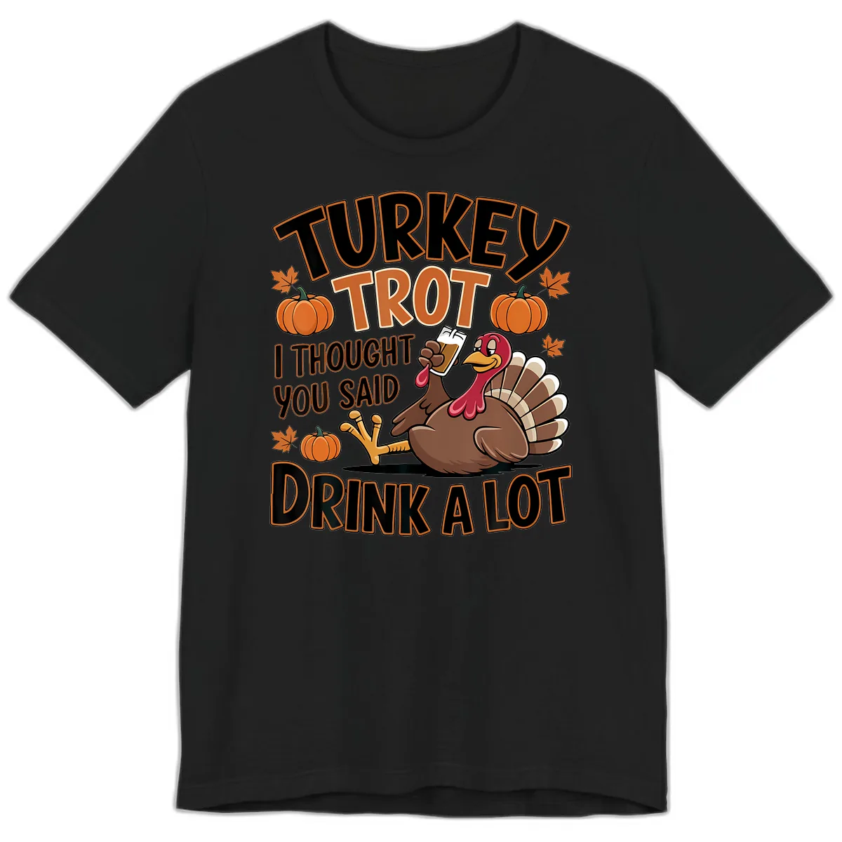 Turkey Trot Drink A Lot Premium T-Shirt in Black