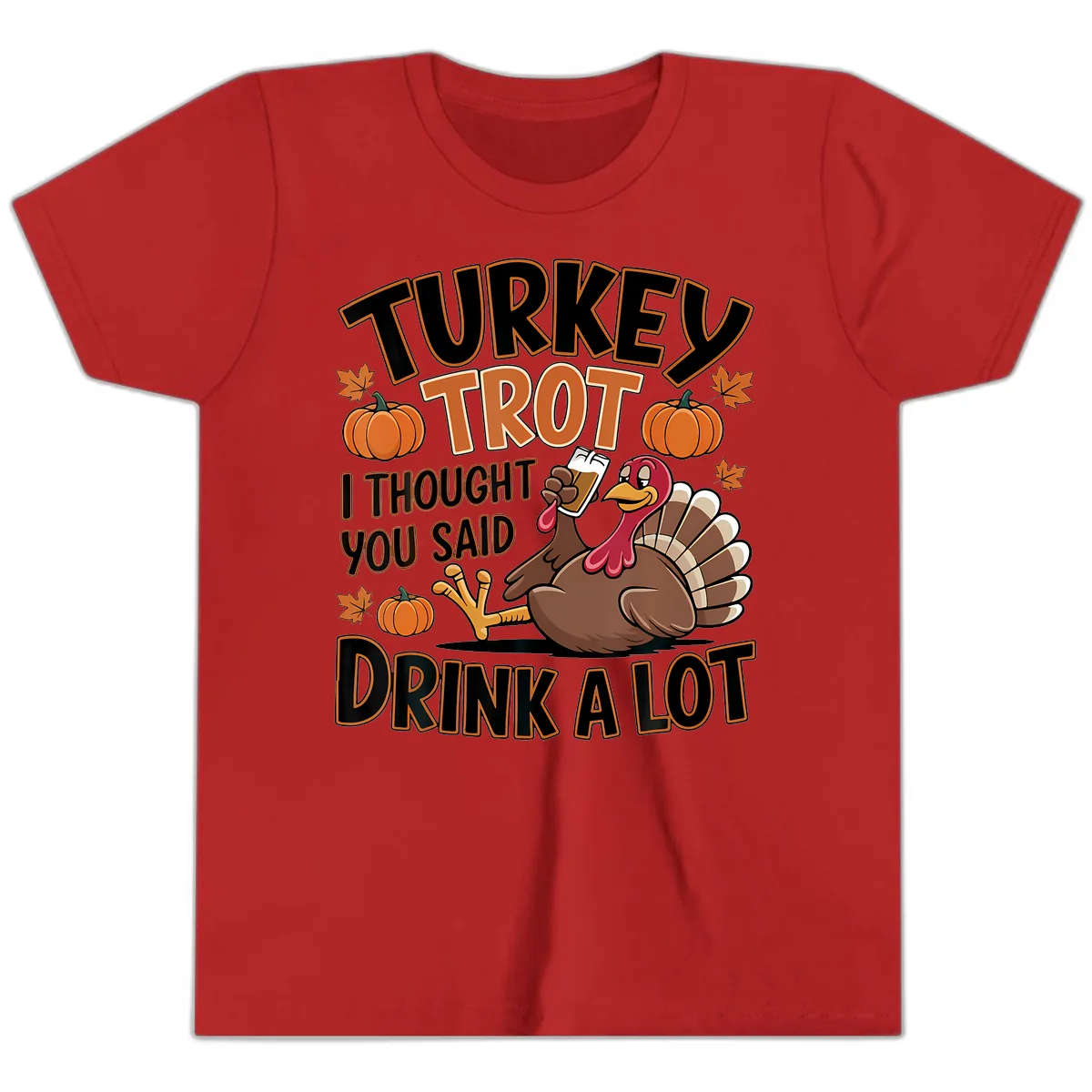 Turkey Trot Drink A Lot Youth T-Shirt in Red