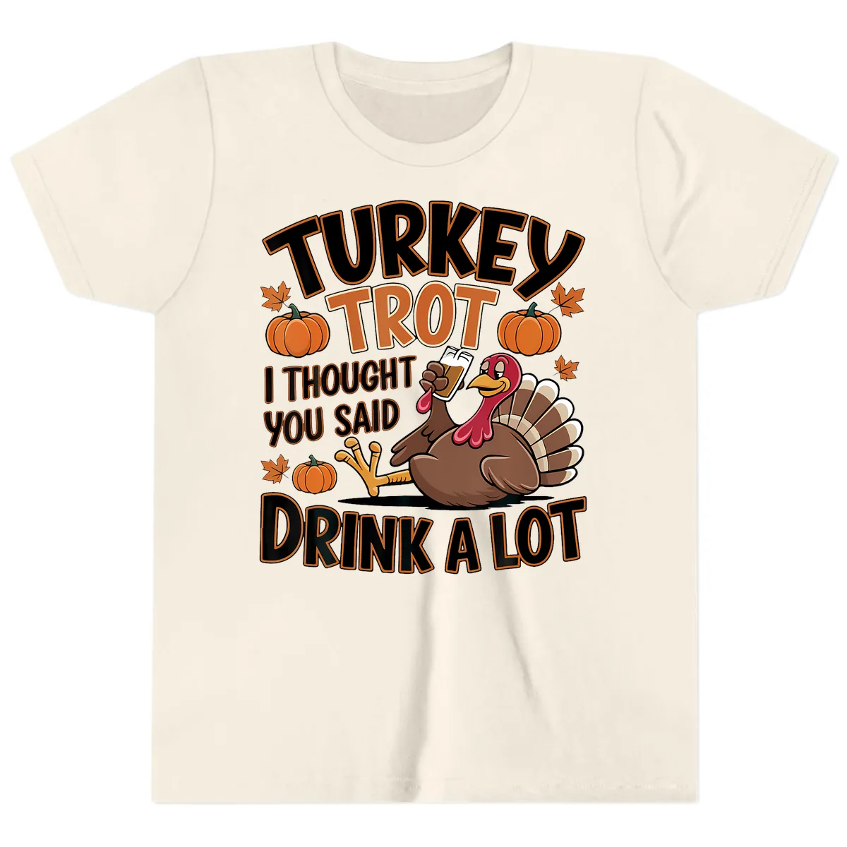 Turkey Trot Drink A Lot Youth T-Shirt in Natural