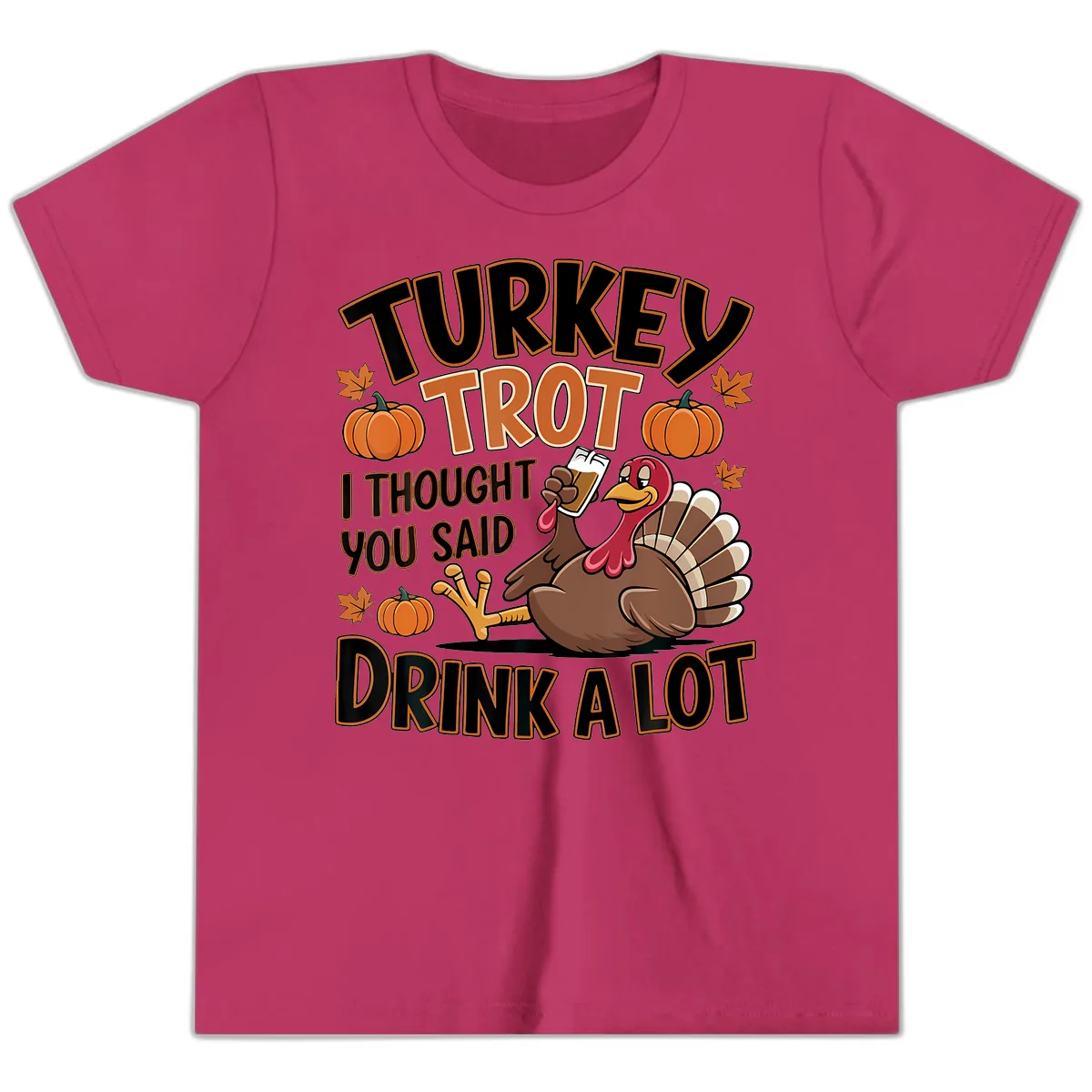 Turkey Trot Drink A Lot Youth T-Shirt in Berry