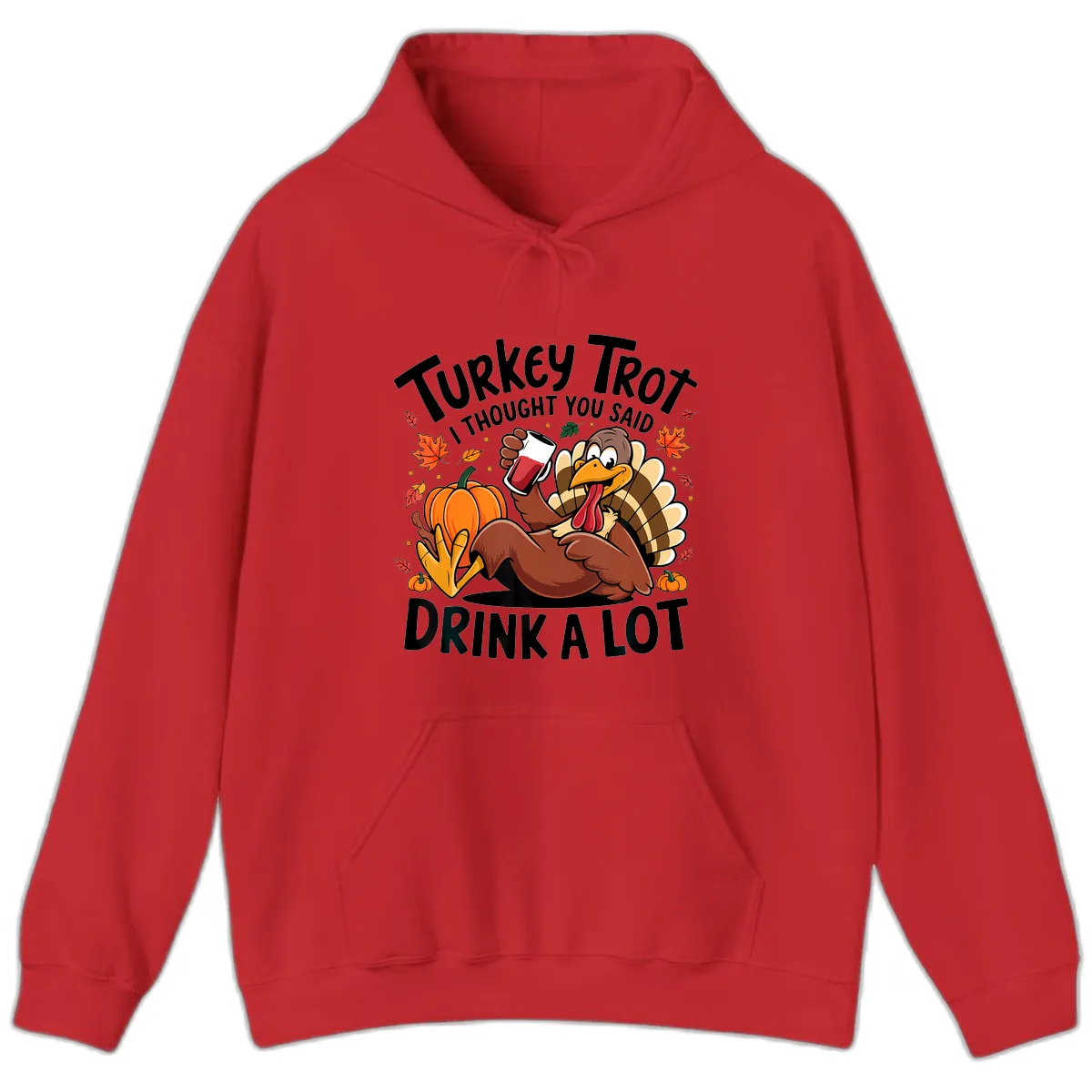 Turkey Trot Drink A Lot T-Shirt Design Hoodie in Red