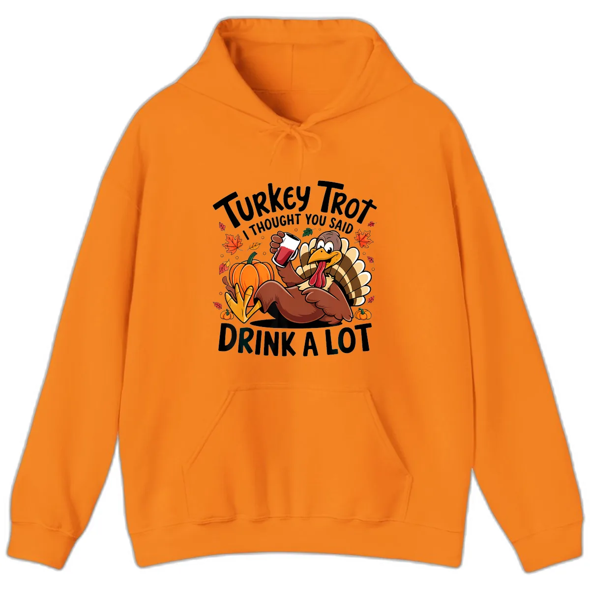 Turkey Trot Drink A Lot T-Shirt Design Hoodie in Safety Orange