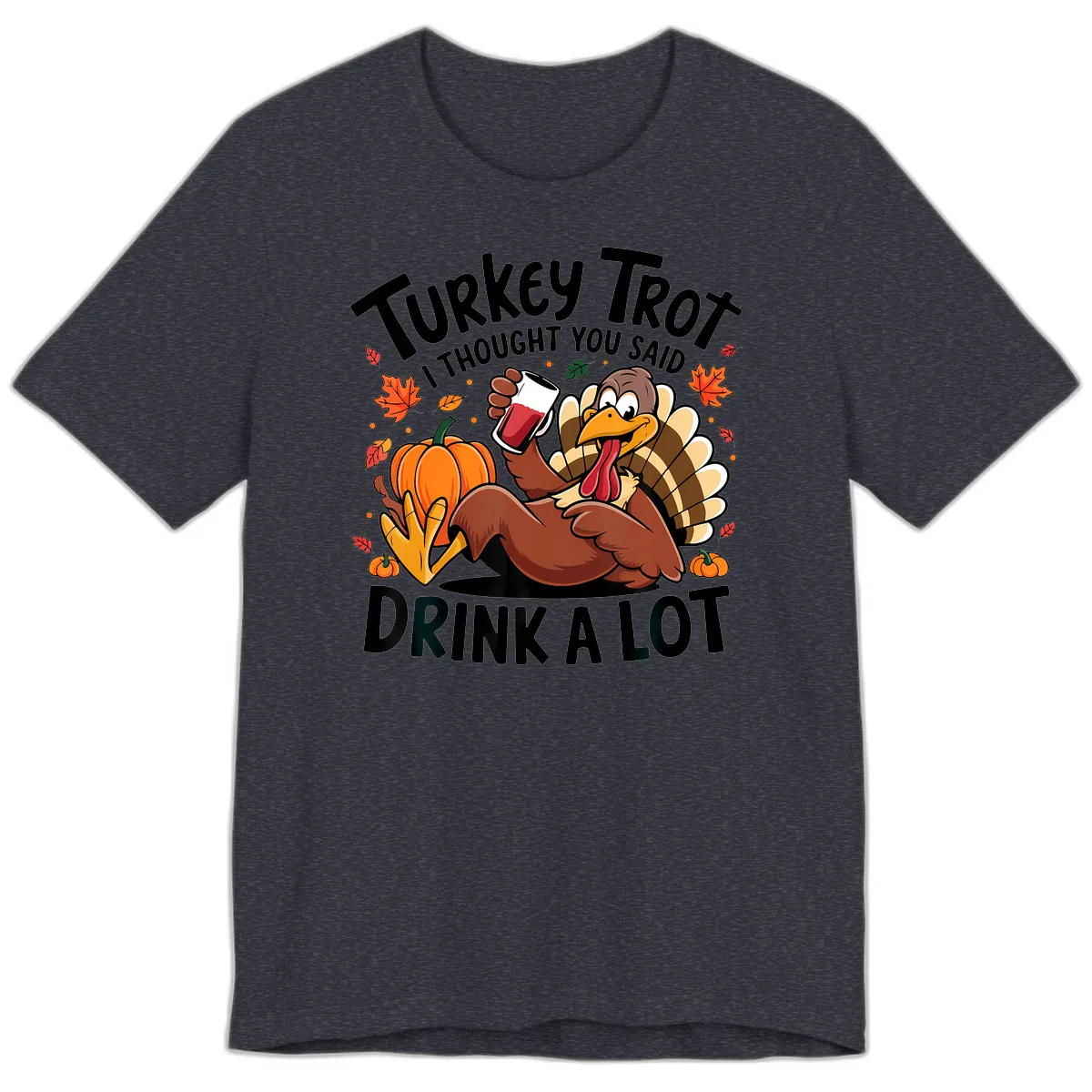 Turkey Trot Drink A Lot T-Shirt Design Premium T-Shirt in Heather Navy