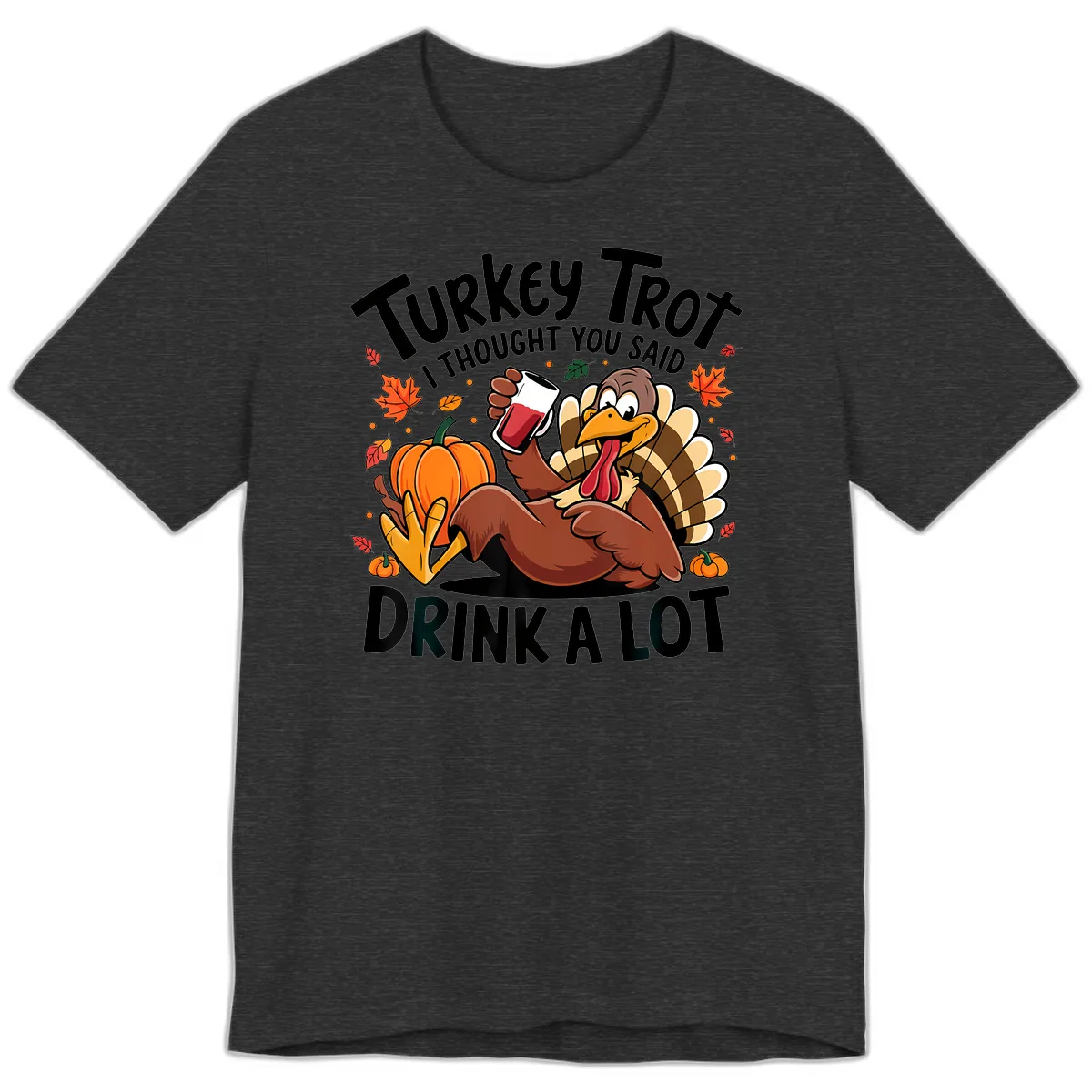 Turkey Trot Drink A Lot T-Shirt Design Premium T-Shirt in Dark Grey Heather